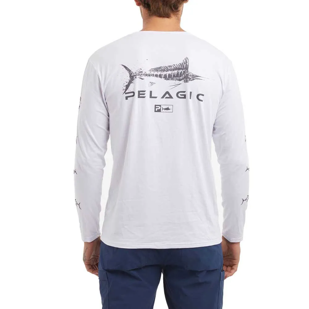 Купить Pelagic 1015223002-WHT-M Футболка с длинным рукавом Stratos Gyotaku Fish Белая White M 7ft.ru в интернет магазине Семь Футов