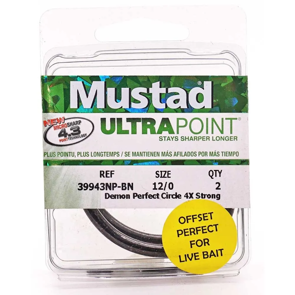 Купить Mustad 39943NP-BN-9/0-U03 Однобородный крючок с бородкой Demon Offset Circle 4X Strong Серебристый Black Nickel 9/0 7ft.ru в интернет магазине Семь Футов