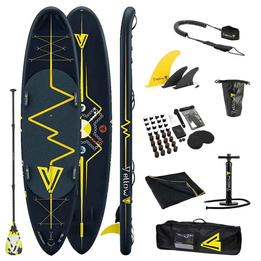 Купить YellowV yvsup11 Надувной комплект для падлбординга Heartbeat 11´0´´ Black / Yellow 90x50x30 335.3 cm 7ft.ru в интернет магазине Семь Футов