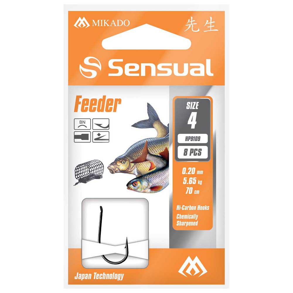 Купить Mikado HP9109-6B-018 Snelled Sensual Feeder 9109 0.180 mm Связанные Крючки Серебристый Black Nickel 6 7ft.ru в интернет магазине Семь Футов
