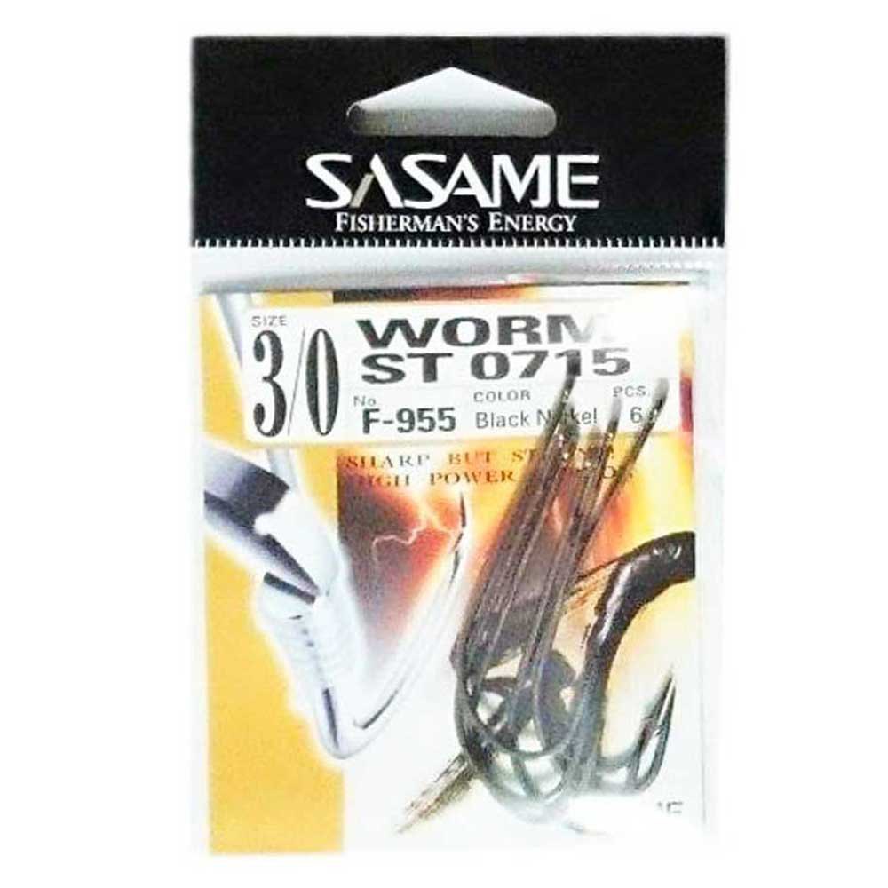 Купить Sasame SS71501 Worm 715 Крючки С Одним Глазком Black 1 7ft.ru в интернет магазине Семь Футов