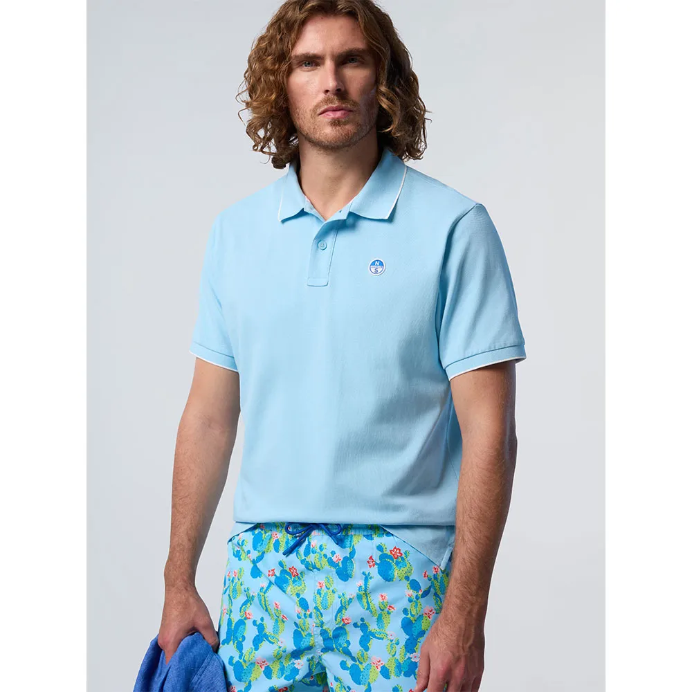 Купить North sails 692452-0838-XL Поло с короткими рукавами Striped In Contrast Голубой Soft Blue XL 7ft.ru в интернет магазине Семь Футов