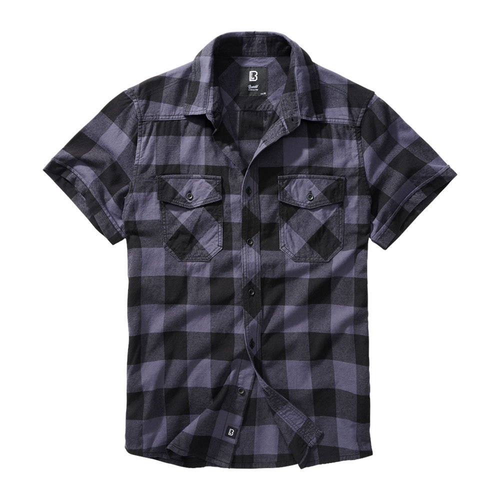 Купить Brandit 4032-28-M Рубашка с коротким рукавом Check Голубой Black / Grey M 7ft.ru в интернет магазине Семь Футов