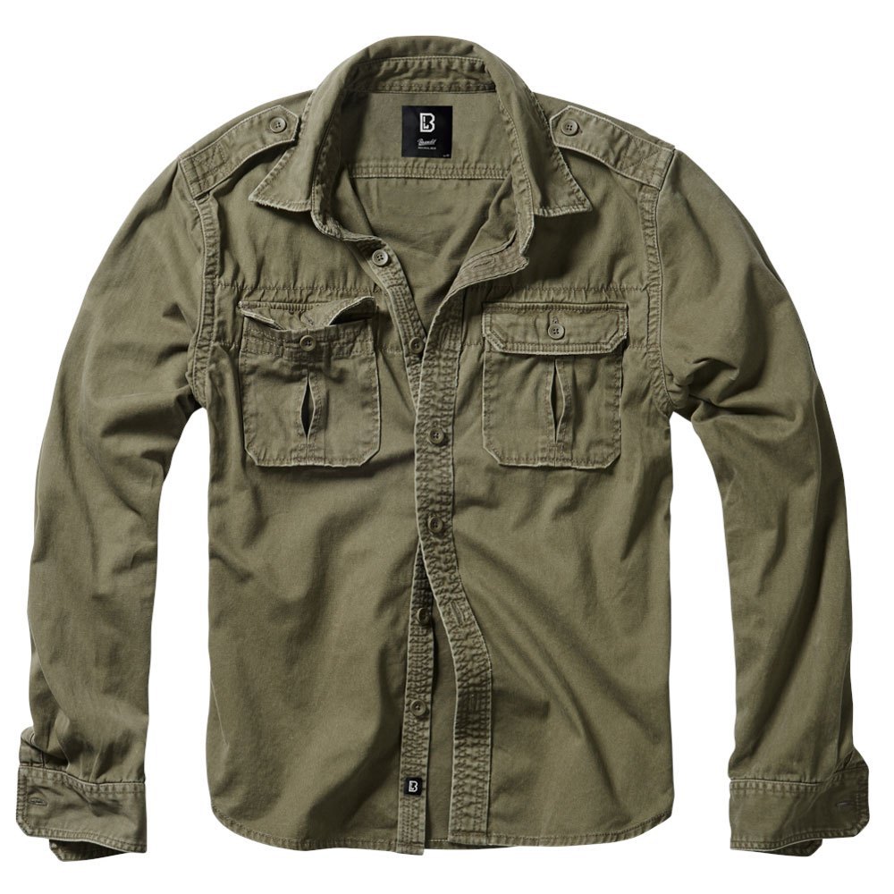 Купить Brandit 9373-1-3XL Рубашка с длинным рукавом Vintage Зеленый Olive 3XL 7ft.ru в интернет магазине Семь Футов
