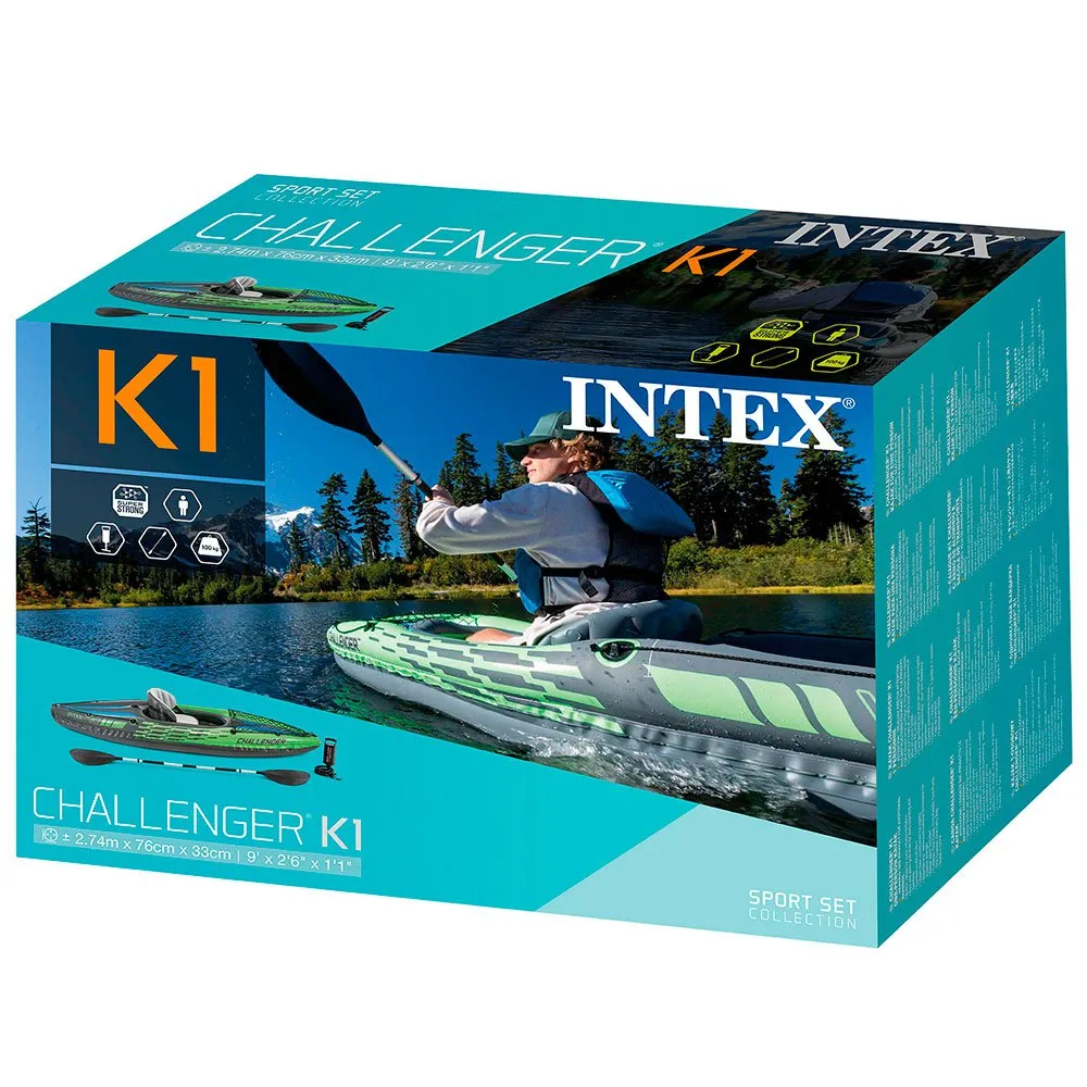 Купить Intex 68305-unit Набор надувных байдарок Challenger K1 Green / Multi 59x41x22 274 x 76 x 33 cm 7ft.ru в интернет магазине Семь Футов