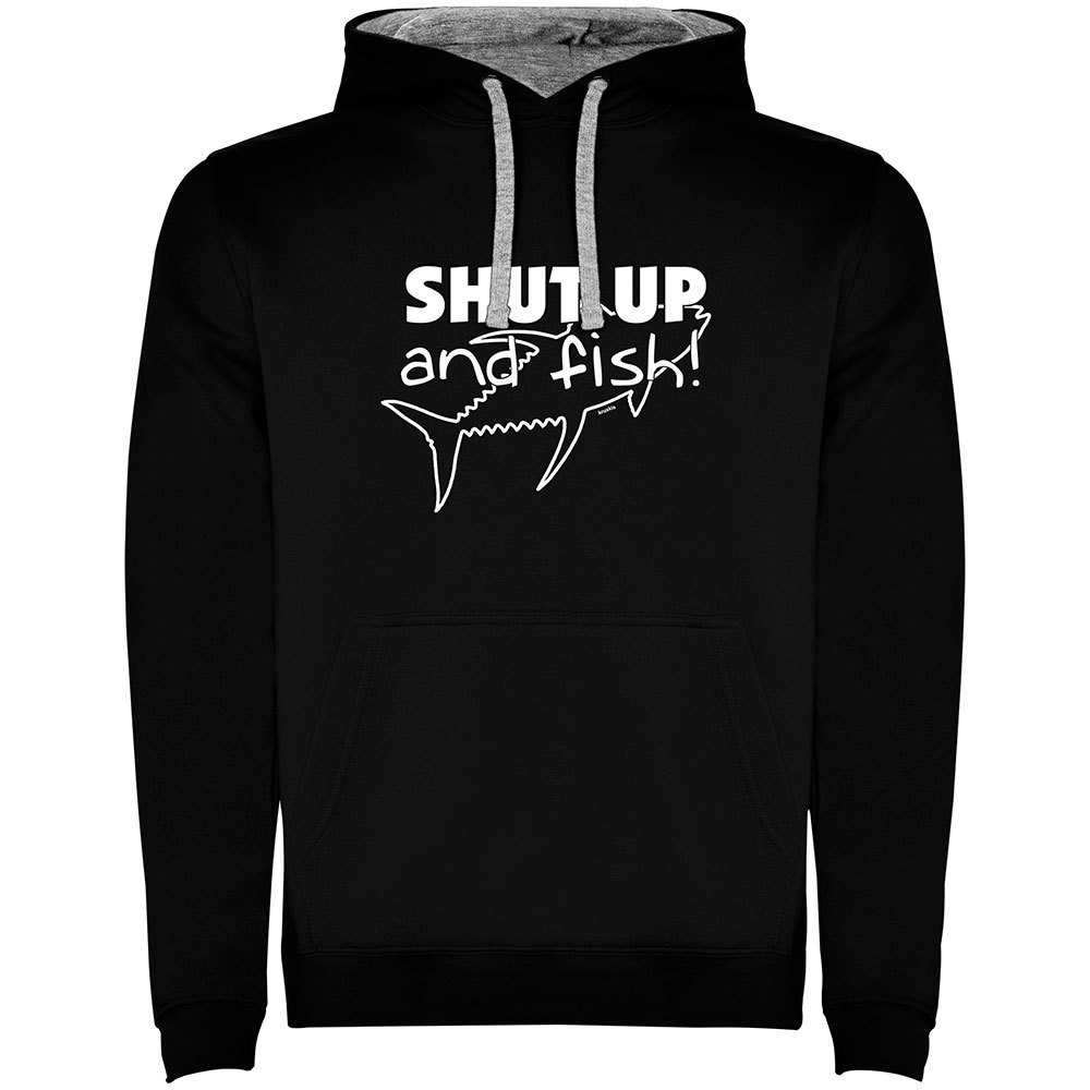 Купить Kruskis SU1067050258K043 Толстовка с капюшоном Shut up And Fish Two-Colour Черный Black / Grey 2XL 7ft.ru в интернет магазине Семь Футов