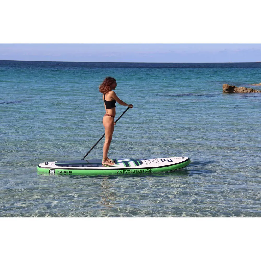 Купить Safe waterman hc100.022 Надувной комплект для падлбординга Aura Evolution Fly 9´6´´ White / Black / Green 132x56x35 289.6 cm 7ft.ru в интернет магазине Семь Футов