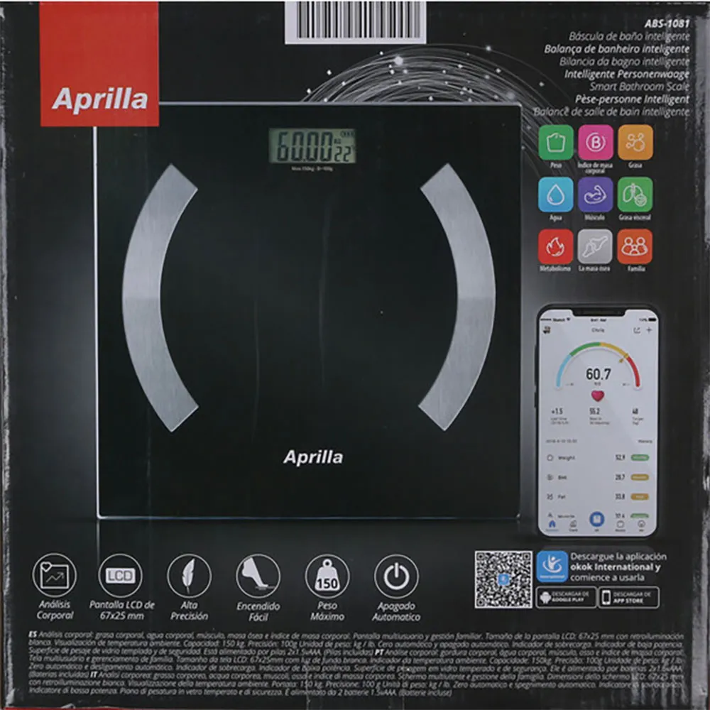 Купить Aprilla 208345 Умные весы для ванной с Bluetooth 150Kg Multicolor 30x30x10 7ft.ru в интернет магазине Семь Футов