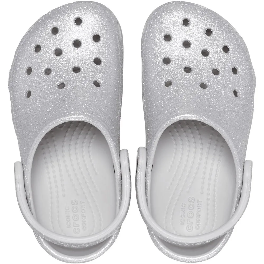 Купить Crocs 206993-0ic-j3 Деревянные башмаки Classic Glitter Clog K Silver Glitter 35x25x15 EU 34 7ft.ru в интернет магазине Семь Футов