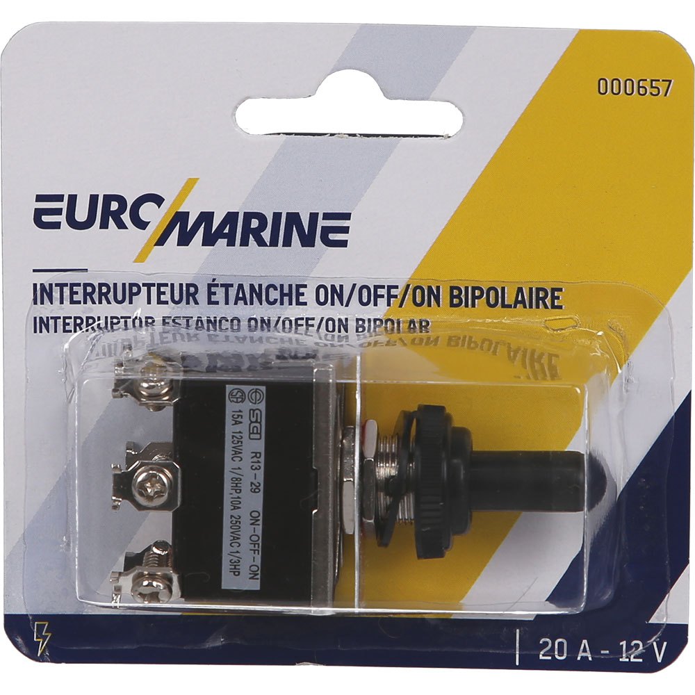 Купить Euromarine 000657 On-Off-On 20A 12V Биполярный рычажный переключатель Серебристый Grey 14 mm 7ft.ru в интернет магазине Семь Футов