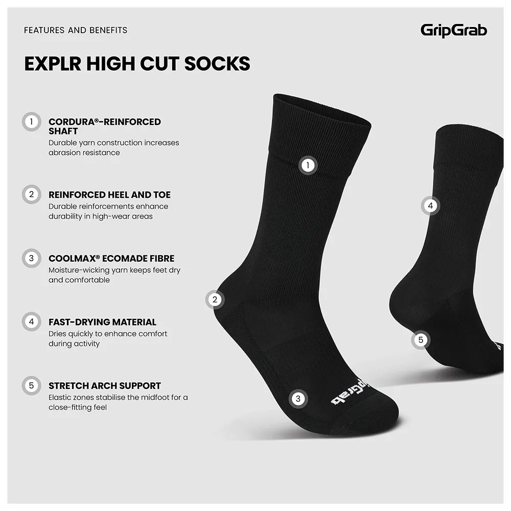 Купить GripGrab 3025-01-m Длинные носки EXPLR High Cut Black 12x10x8 EU 41-44 7ft.ru в интернет магазине Семь Футов