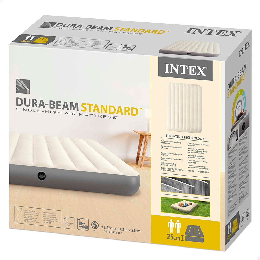 Купить Intex 64103 Dura Beam Standard Deluxe Одноместный высокий матрас Бежевый 152 x 203 x 25 cm 7ft.ru в интернет магазине Семь Футов