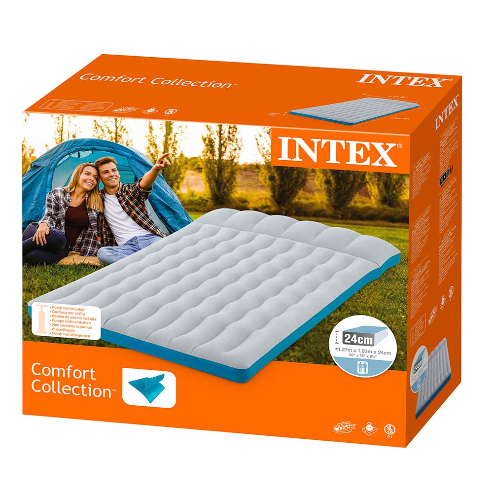 Купить Intex 67999 Camping Надувной матрас Серый  Grey 193 x 127 x 24 cm 7ft.ru в интернет магазине Семь Футов