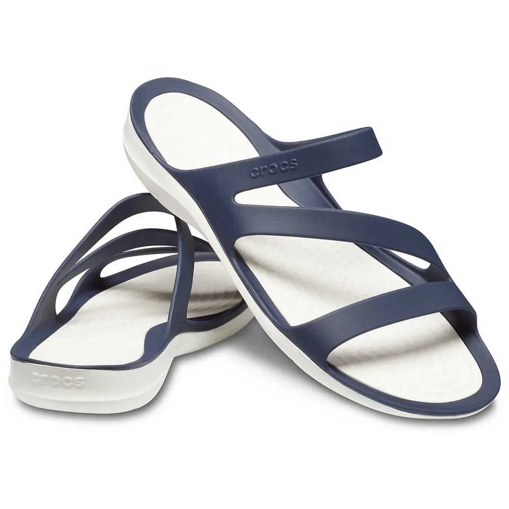 Купить Crocs 203998-462b-w8 Шлёпанцы Swiftwater Navy / White 32x20x10 EU 38 7ft.ru в интернет магазине Семь Футов