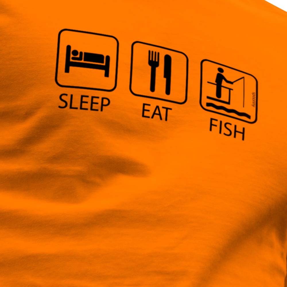 Купить Kruskis CA65500131S007 Футболка с коротким рукавом Sleep Eat And Fish Оранжевый Orange S 7ft.ru в интернет магазине Семь Футов