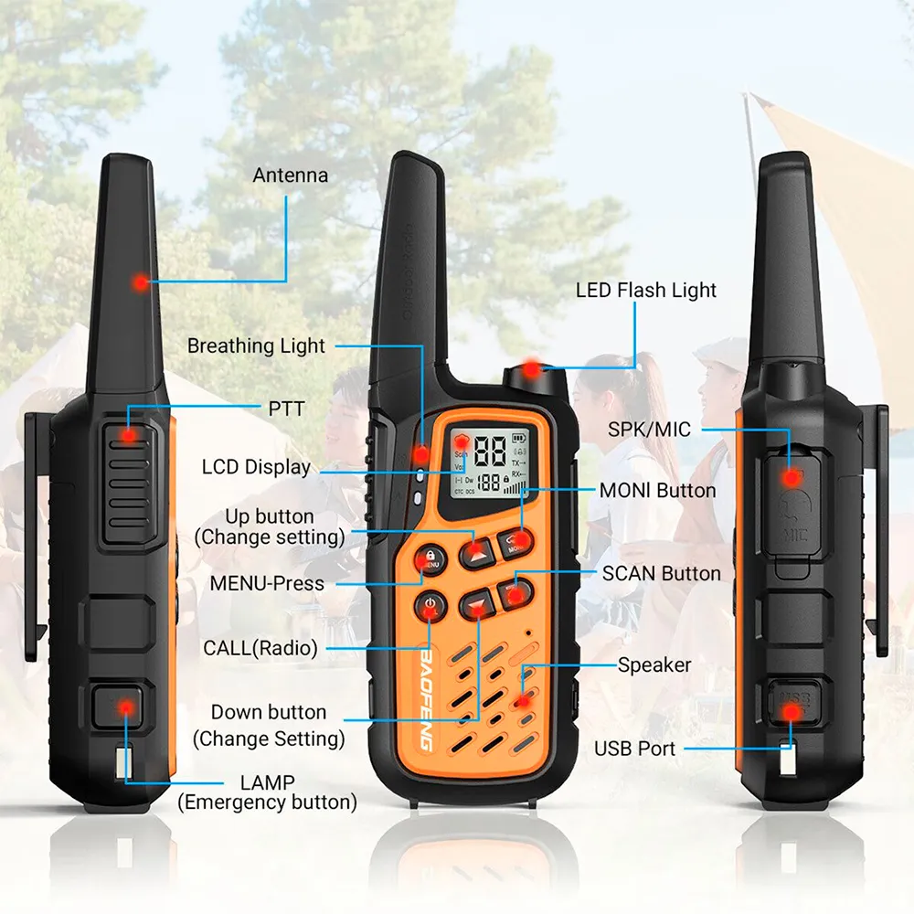 Купить Baofeng radbafkro0011 рация Bf-T25E 2 Единицы Orange 25x12x8 7ft.ru в интернет магазине Семь Футов