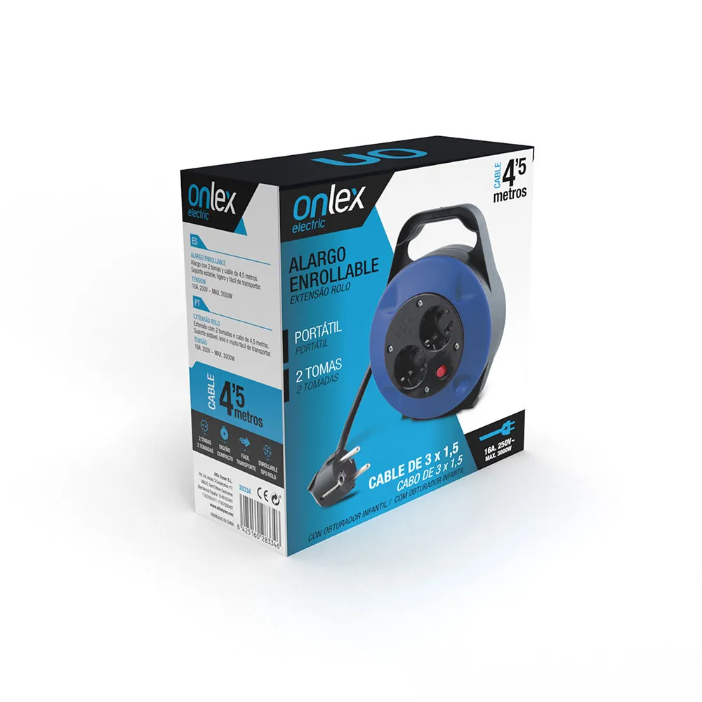 Купить Onlex 28334 Удлинитель 4.5 m 3x1.5mm 16A 250V 3000W Серебристый Blkue / Black  Techinn 7ft.ru в интернет магазине Семь Футов