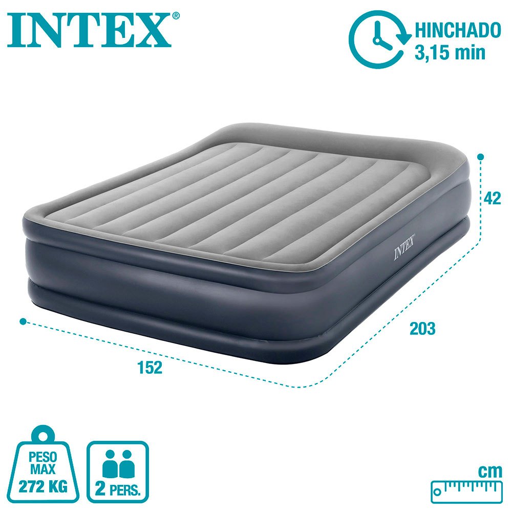 Купить Intex 64136 Dura-Beam Standard Deluxe Pillow N2 Матрас Серый Grey 152 x 203 x 42 cm 7ft.ru в интернет магазине Семь Футов