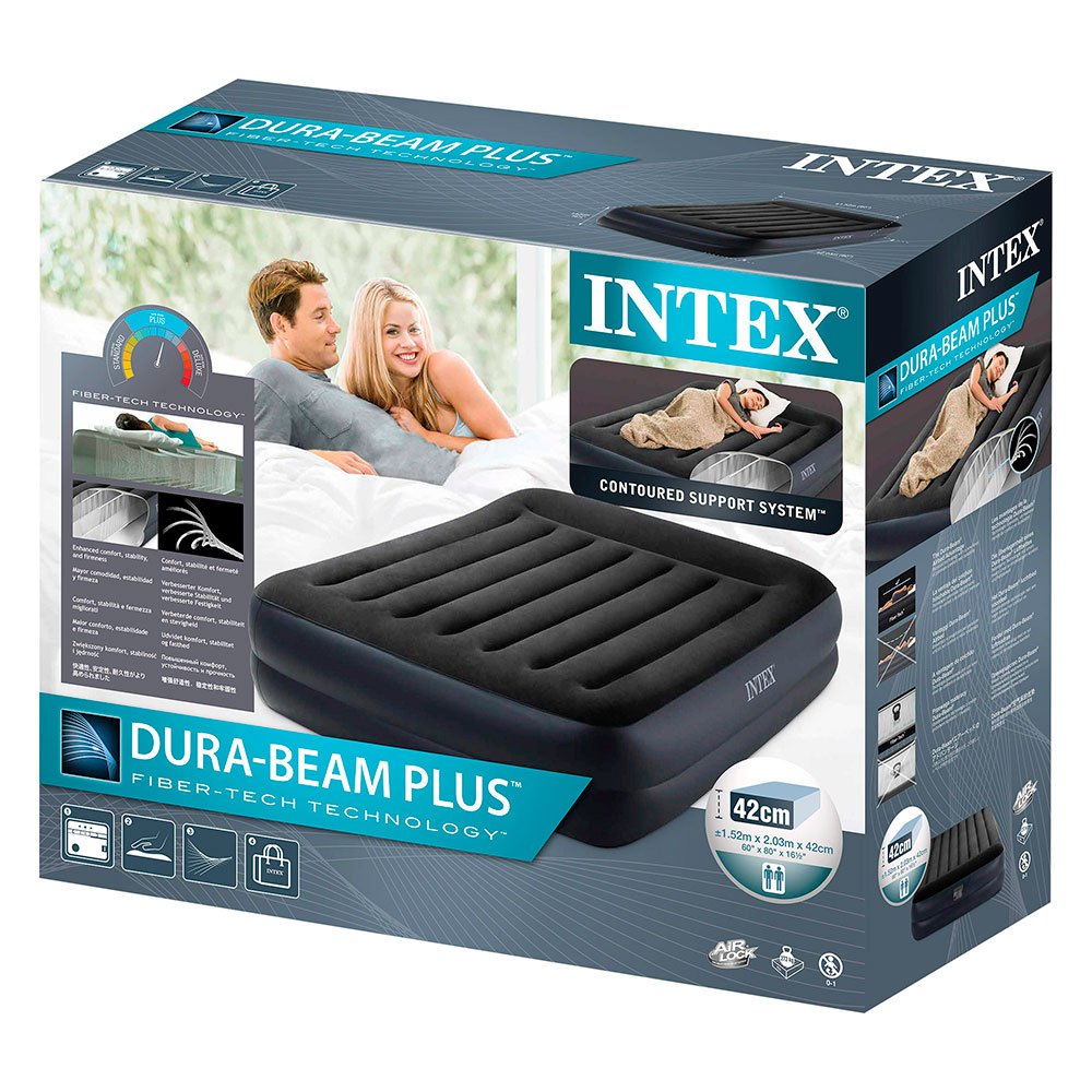 Купить Intex 64124 Стандарт Dura-Beam Pillow Rest Надувной матрас Черный Black 7ft.ru в интернет магазине Семь Футов