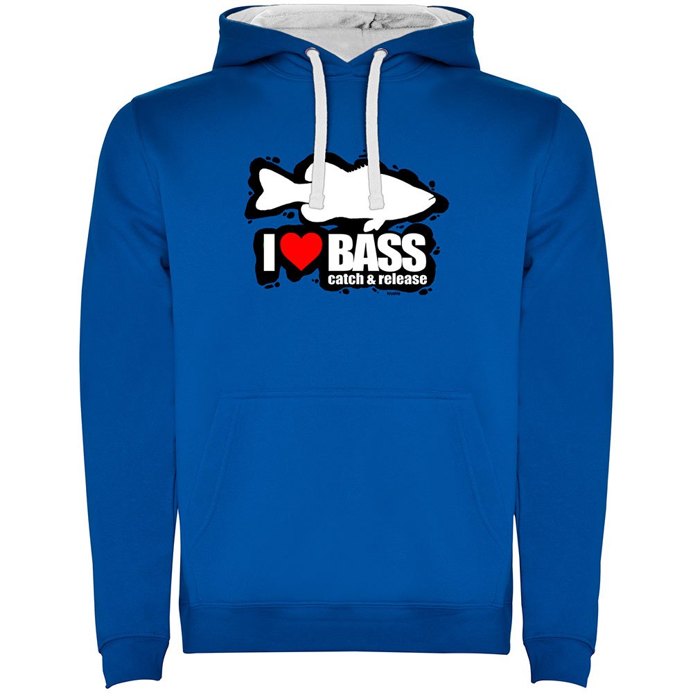 Купить Kruskis SU1067030501K037 Толстовка с капюшоном I Love Bass Two-Colour Голубой Royal Blue / White L 7ft.ru в интернет магазине Семь Футов