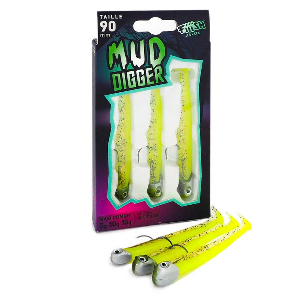 Купить Fiiish MD1136 Mud Digger Maxi Combo Мягкая приманка 90 mm 5/10/15g 3 единицы измерения Золотистый Chartreuse UV 7ft.ru в интернет магазине Семь Футов