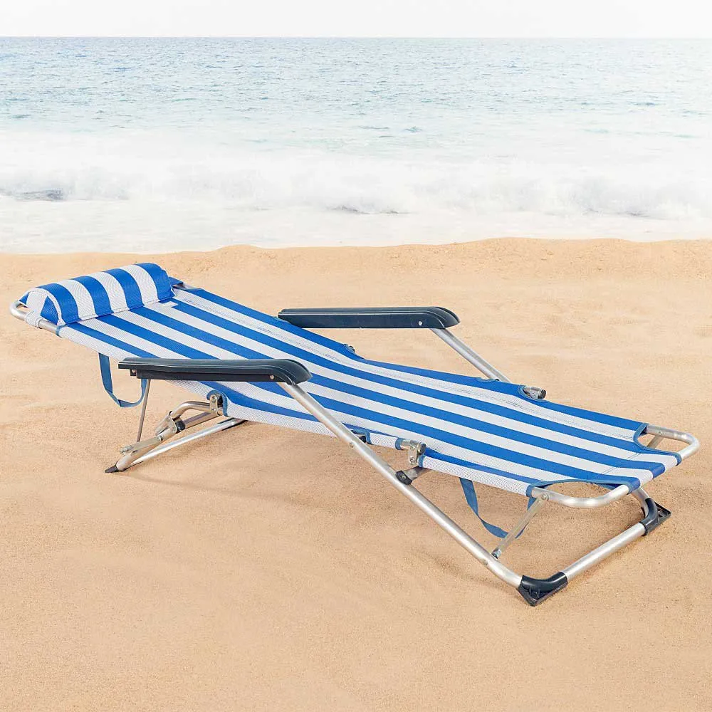 Купить Aktive R-140286876-62299 Раскладной шезлонг с подушкой отремонтированы Blue / White 153 x 60 x 83 cm 7ft.ru в интернет магазине Семь Футов