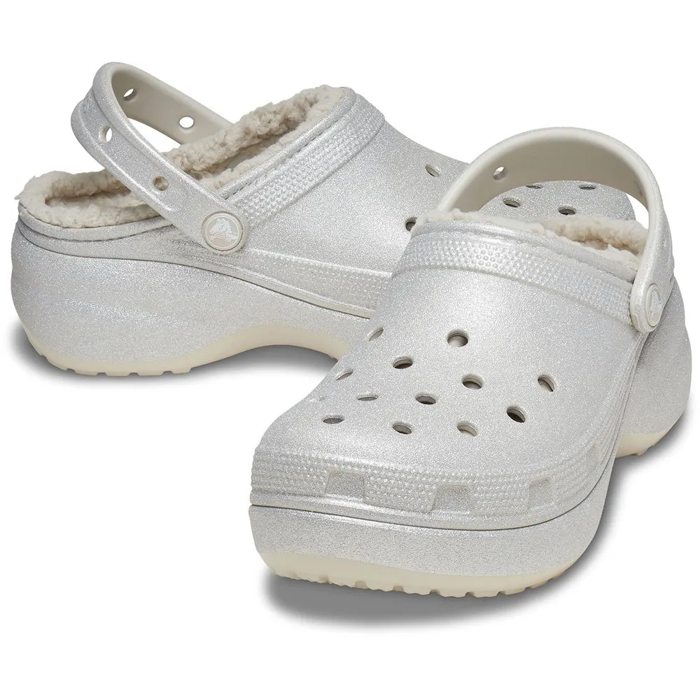 Купить Crocs 210413-040-w9 Деревянные башмаки Classic Platform Glitter Lined Silver 35x25x15 EU 39 7ft.ru в интернет магазине Семь Футов
