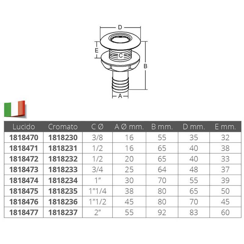 Купить Forniture nautiche italiane 1818235 Соединение шланга через корпус Silver 1 1/4´´  7ft.ru в интернет магазине Семь Футов