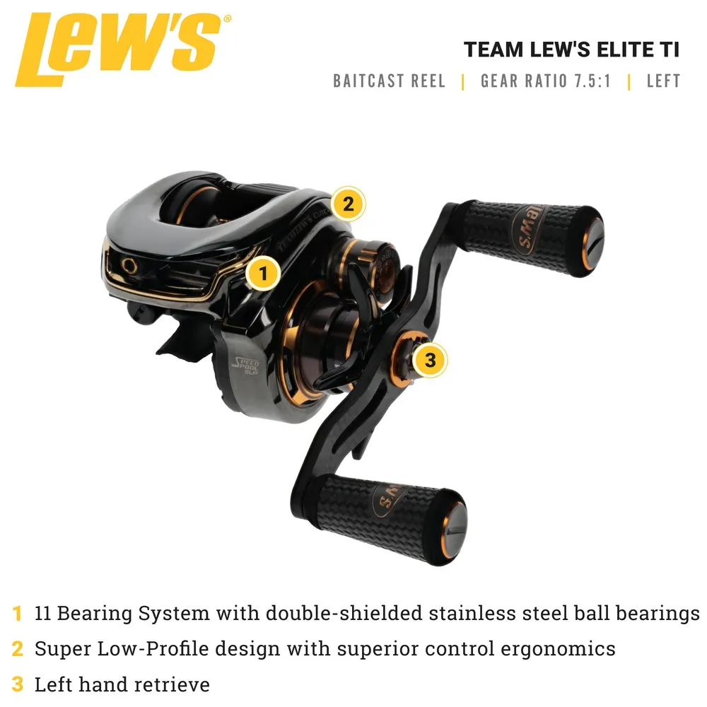 Купить Lews et1shl Катушка для бейткастинга Elite Ti Black 20x15x15 Ratio: 7.5:1 7ft.ru в интернет магазине Семь Футов