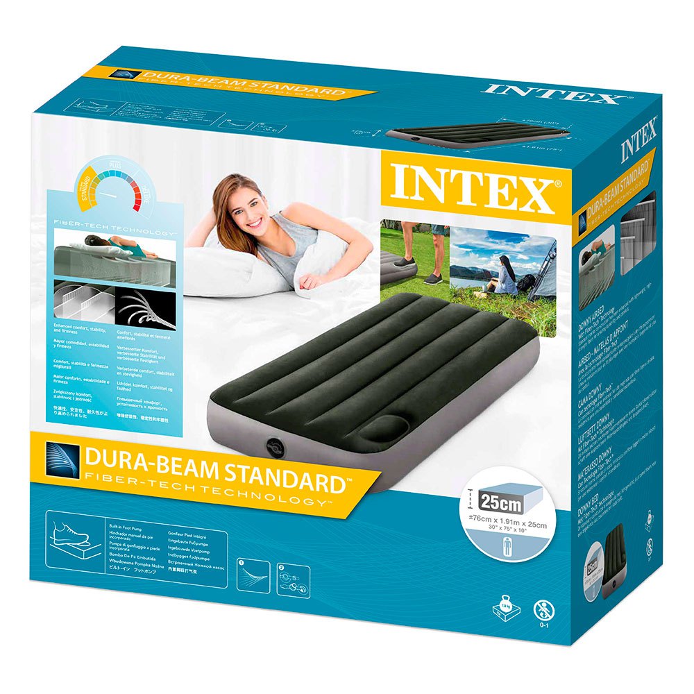 Купить Intex 64760 Twin Camping С матрасом Fiber-Tech Зеленый Green / Grey 76 x 191 x 25 cm 7ft.ru в интернет магазине Семь Футов