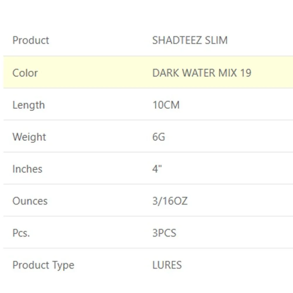 Купить Westin P022-1001-010-UNIT Мягкий приманка Shadteez Slim Dark Water Mix 6g 100 mm 3 Единицы 19 7ft.ru в интернет магазине Семь Футов