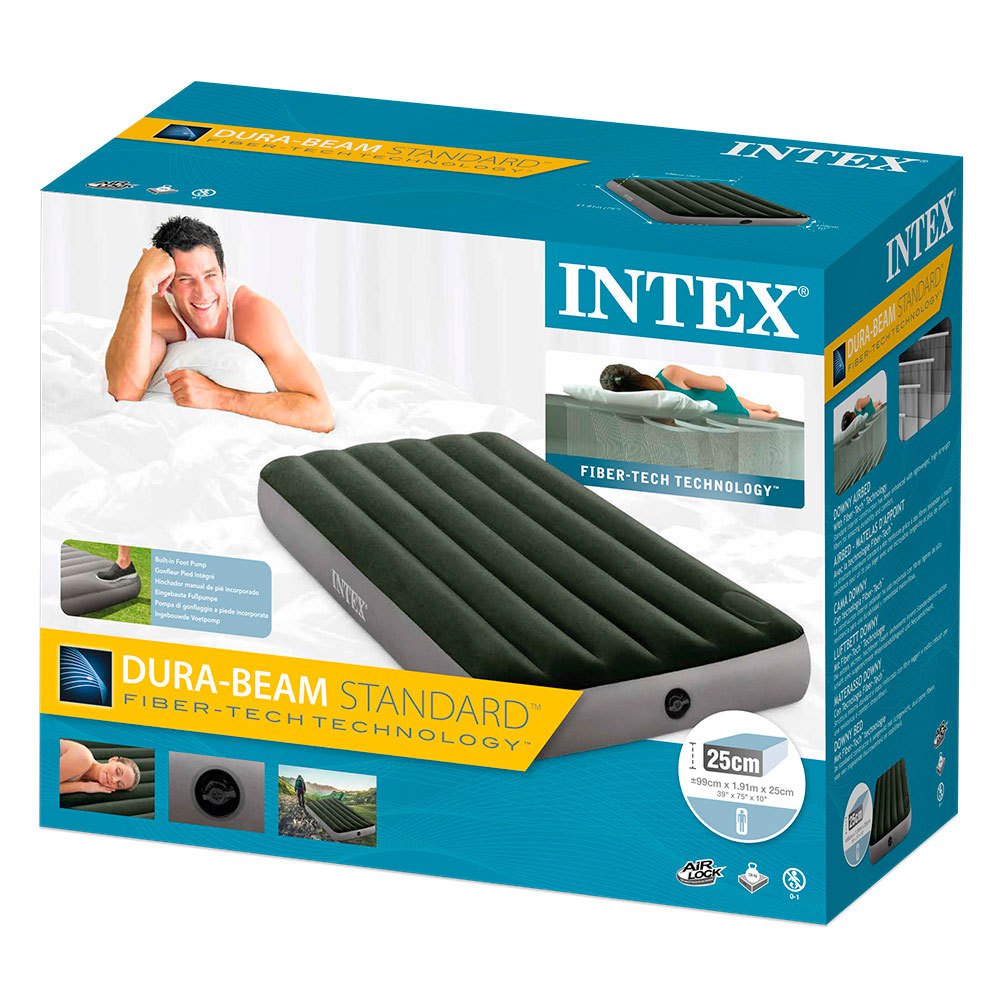 Купить Intex 64761 Downy Fiber-Tech Односпальный матрас с ножным насосом Коричневый Green / Grey 99 x 191 x 25 cm 7ft.ru в интернет магазине Семь Футов