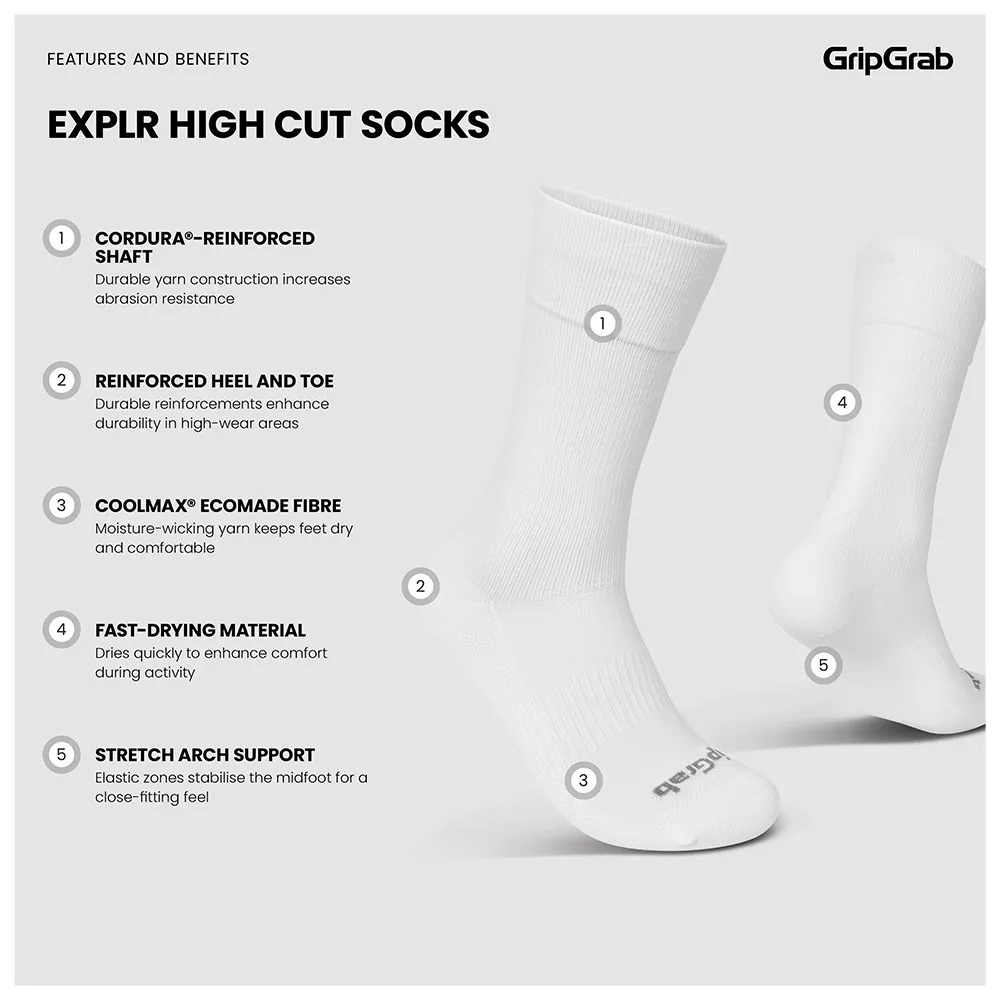 Купить GripGrab 3025-02-s Длинные носки EXPLR High Cut White 12x10x8 EU 38-41 7ft.ru в интернет магазине Семь Футов