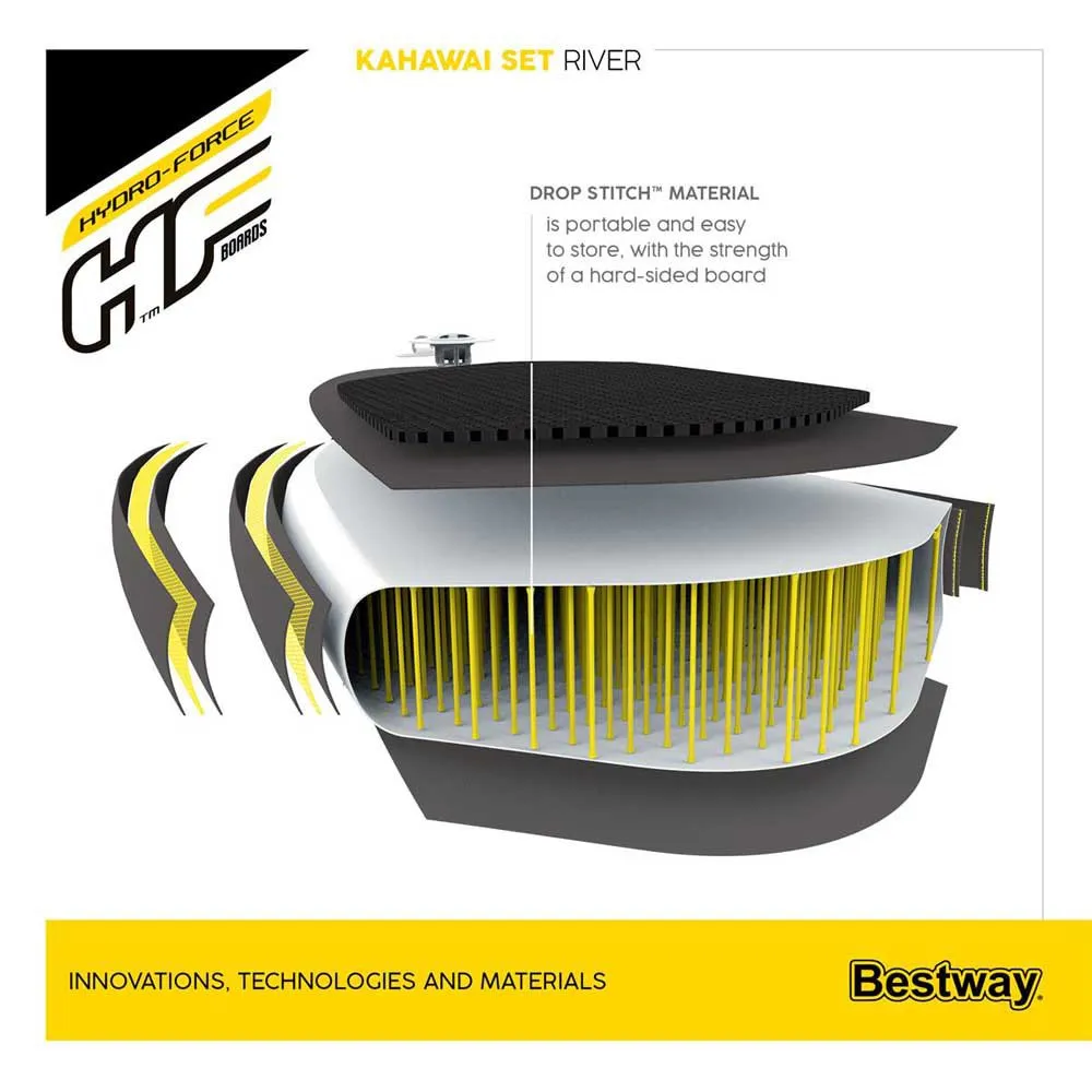 Купить Bestway 65308c Надувной комплект для падлбординга Hydro-Force Kahawai 10´2´´ White / Gren / Yellow 44x91x25 309.9 cm 7ft.ru в интернет магазине Семь Футов