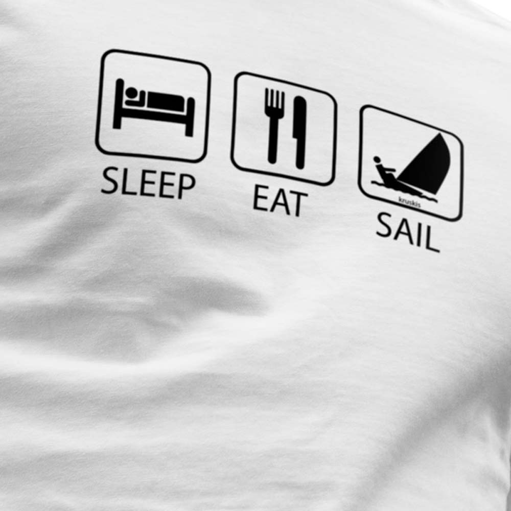 Купить Kruskis CA65500301S100 Футболка с коротким рукавом Sleep Eat And Sail Белая White L 7ft.ru в интернет магазине Семь Футов