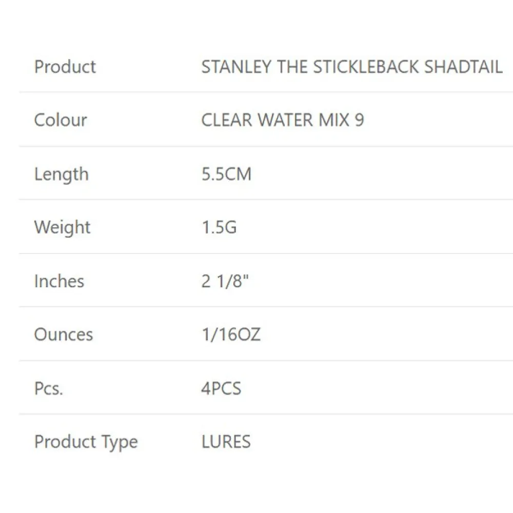 Купить Westin P228-1003-219-UNIT Мягкий приманка Stanlet The Stickleback Shadtail Clear Water Mix 1.5g 55 mm 4 Единицы 9 7ft.ru в интернет магазине Семь Футов