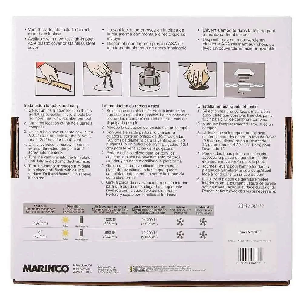 Купить Marinco dma-553 Вентиляция солнечной панели N2080 White 12x12x10 101.6 mm 7ft.ru в интернет магазине Семь Футов