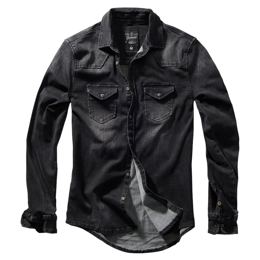 Купить Brandit 4020-2-M Рубашка с длинным рукавом Riley Denim Черный Black M 7ft.ru в интернет магазине Семь Футов