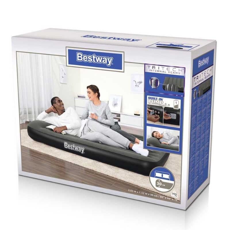 Купить Bestway 67930 двуспальная надувная кровать со встроенным насосом Double 203x152x30 cm Черный Multicolour 203x152x30 cm 7ft.ru в интернет магазине Семь Футов