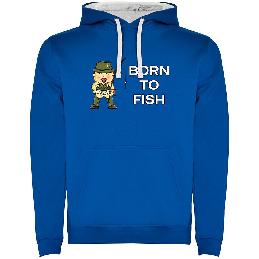 Купить Kruskis SU1067060501K150 Толстовка с капюшоном Born To Fish Two-Colour Голубой Royal Blue / White 3XL 7ft.ru в интернет магазине Семь Футов