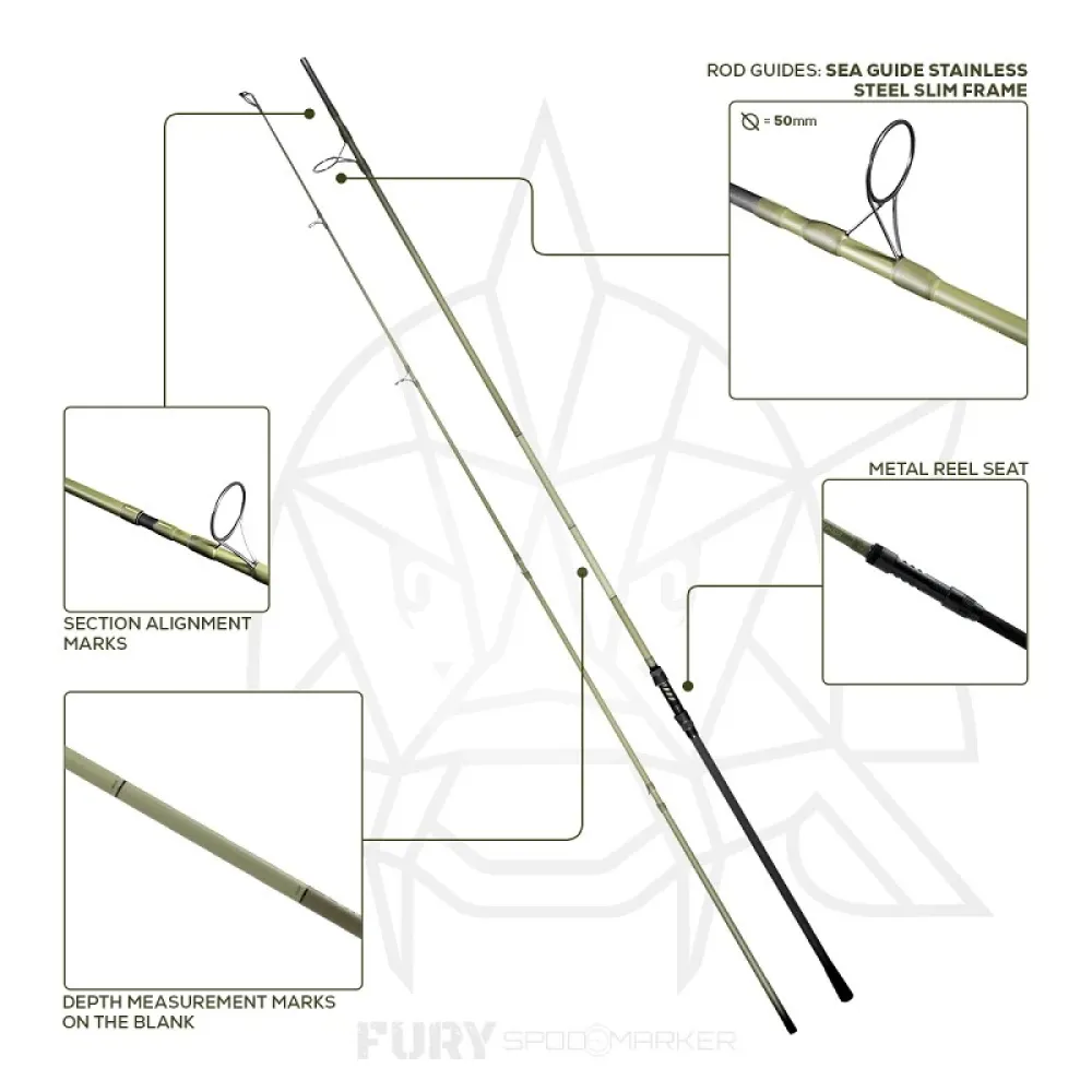 Купить Golden catch g.carp 2039535 карповая удочка Fury Spod Marker Green / Black 200x10x10 3.9 m 7ft.ru в интернет магазине Семь Футов