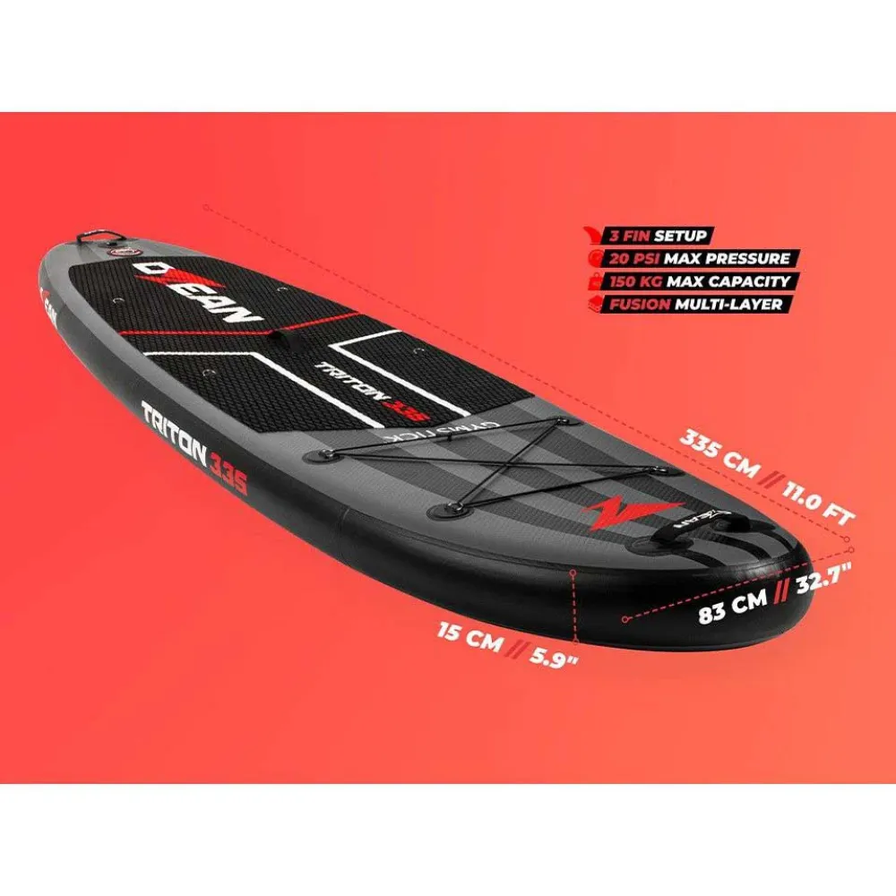 Купить Ozean 51004-br Надувной комплект для падлбординга Triton 335 Black / White / Red 92x36x30 335 cm 7ft.ru в интернет магазине Семь Футов