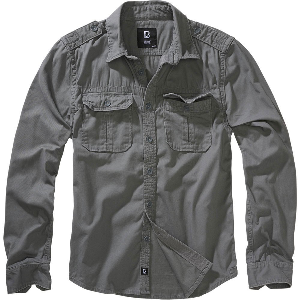 Купить Brandit 9373-213-M Рубашка с длинным рукавом Vintage Серый Charcoal Grey M 7ft.ru в интернет магазине Семь Футов