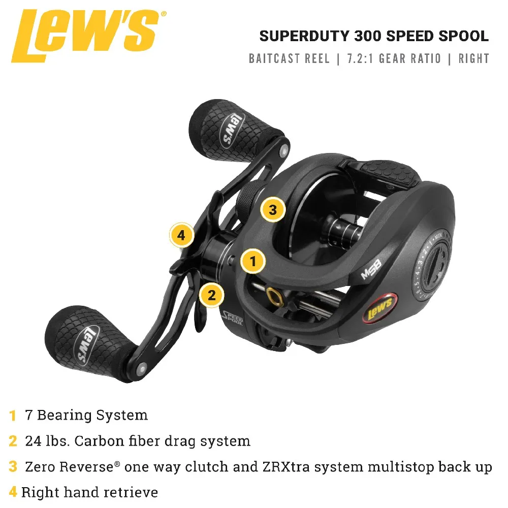 Купить Lews sd3sh Катушка для бейткастинга Super Duty 300 RHW Black 20x15x15 Ratio: 7.2:1 7ft.ru в интернет магазине Семь Футов