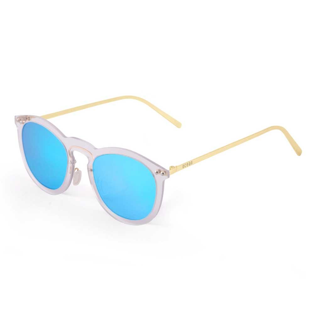 Купить Ocean sunglasses 20.22 поляризованные солнцезащитные очки Berlin Blue Sky Mirror Transparent White / Metal Gold Temple/CAT2 7ft.ru в интернет магазине Семь Футов