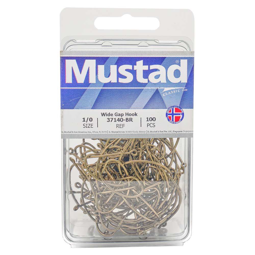Купить Mustad 37140-BR-2-10 Wide Gap Крючки С Одним Глазком Золотистый Bronze 2 7ft.ru в интернет магазине Семь Футов