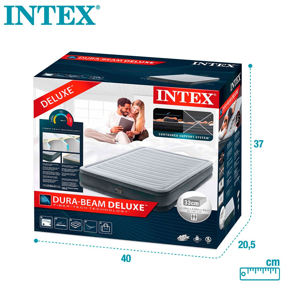Купить Intex 67770 Fiber-Tech Comfort Plush Матрас Серый  Grey 152 x 203 x 33 cm 7ft.ru в интернет магазине Семь Футов