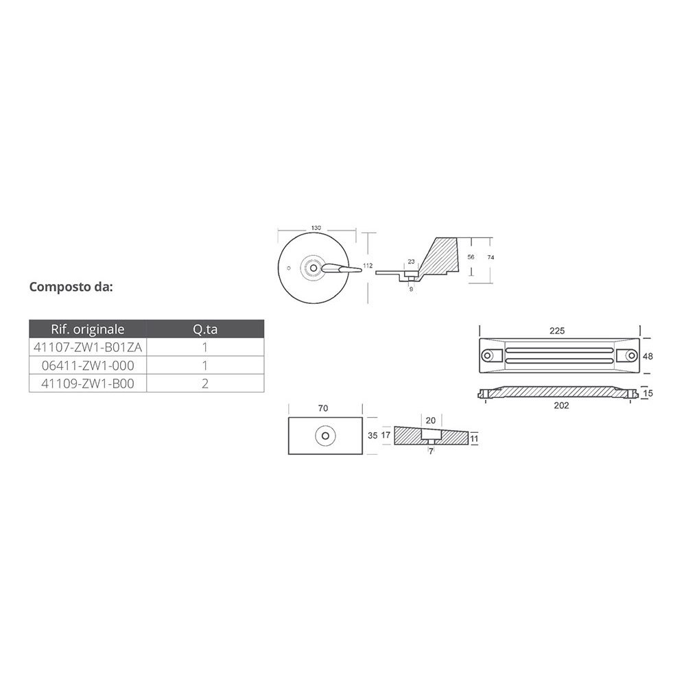 Купить Tecnoseal 2640200 Honda BF75-90-115-130 Алюминиевый анод Серебристый Silver 7ft.ru в интернет магазине Семь Футов