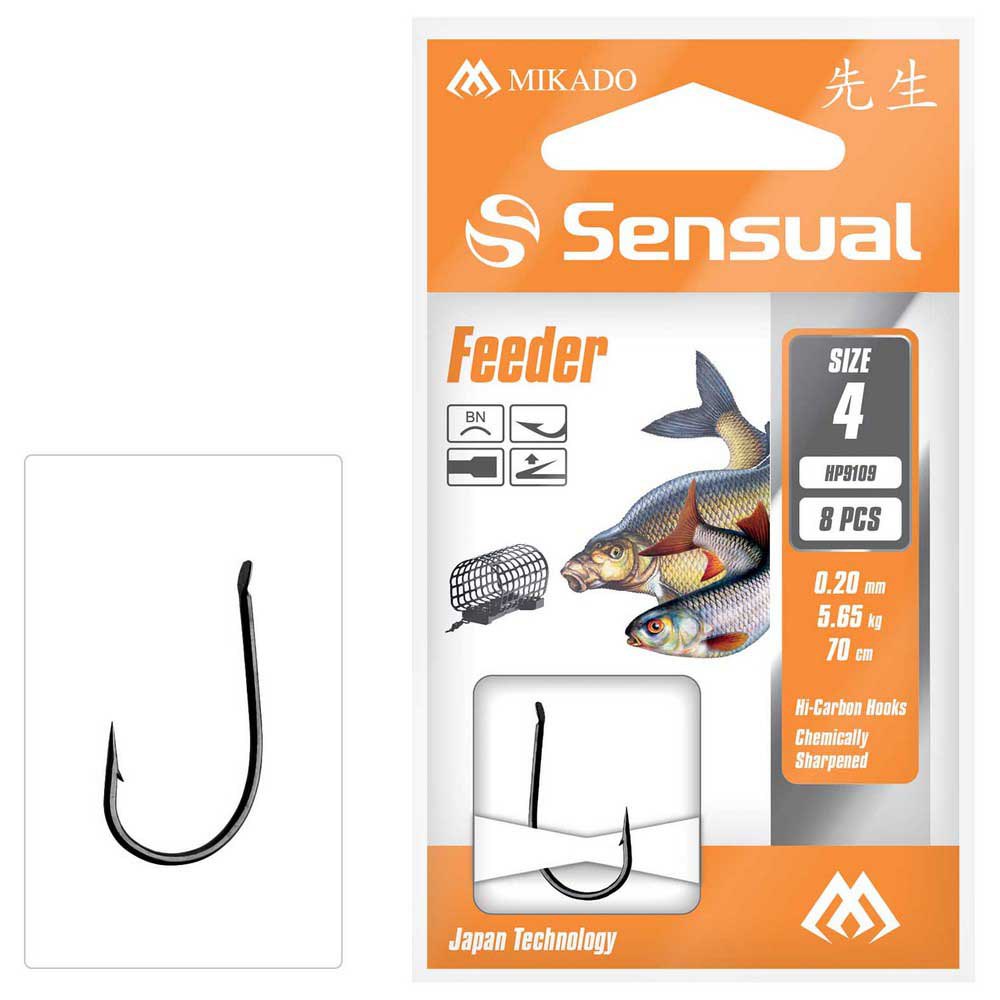 Купить Mikado HP9109-6B-018 Snelled Sensual Feeder 9109 0.180 mm Связанные Крючки Серебристый Black Nickel 6 7ft.ru в интернет магазине Семь Футов