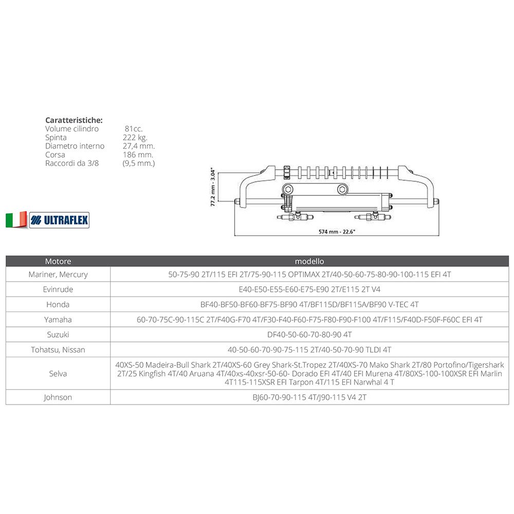 Купить Ultraflex 4344607 UC81-OBF Цилиндр переднего крепления White 7ft.ru в интернет магазине Семь Футов
